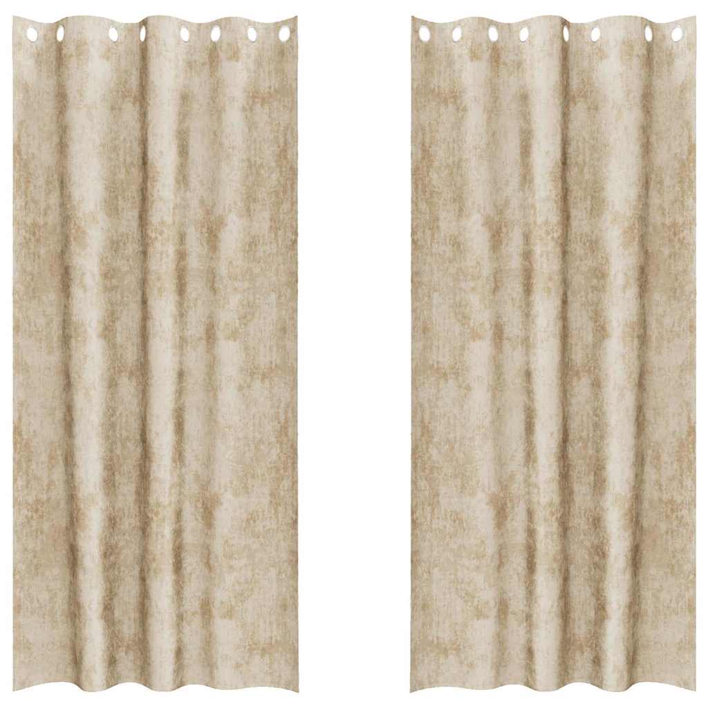 Curtain with Curtains 2 pcs Cream 245 x 140 cm Velvet