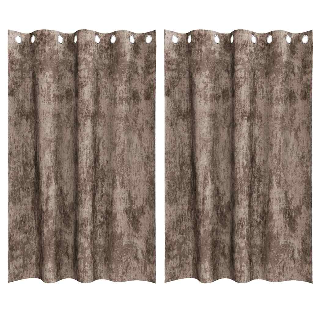 Curtain with Curtains 2 pcs Cappuccino 175 x 140 cm Velvet