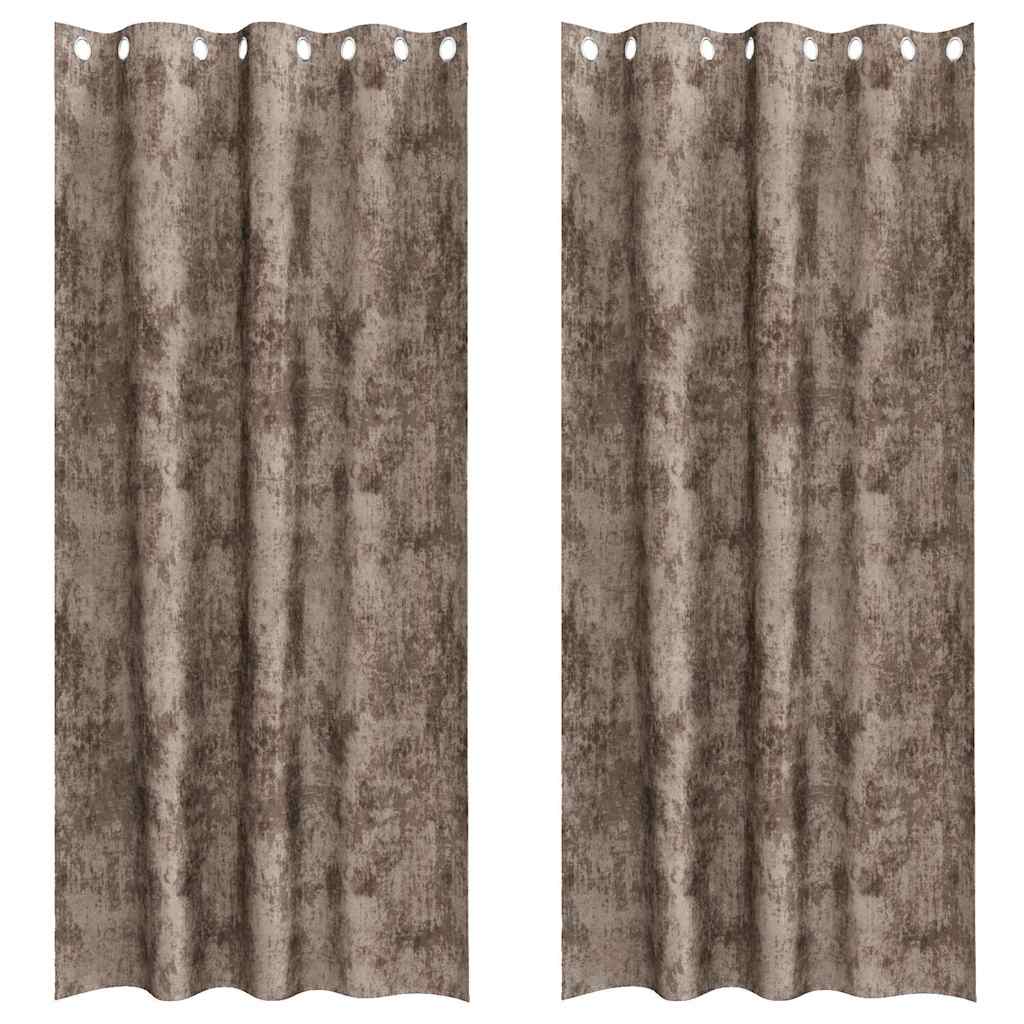 Curtain with Curtains 2 pcs Cappuccino 245 x 140 cm Velvet