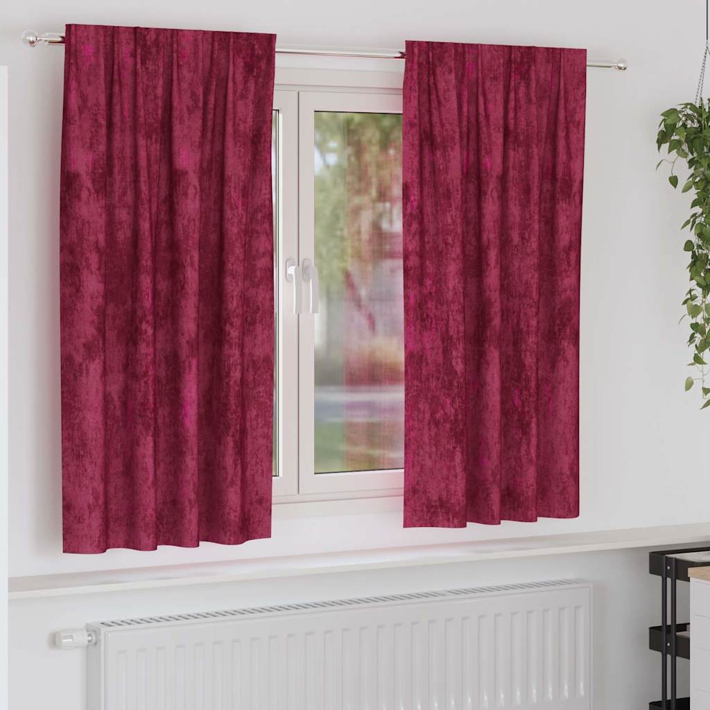 Curtain with Curtains 2 pcs Wine red 175 x 140 cm Velvet