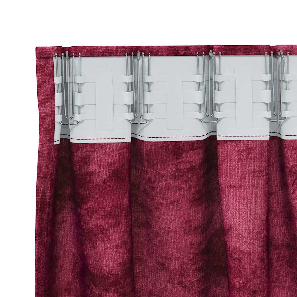 Curtain with Curtains 2 pcs Wine red 225 x 140 cm Velvet