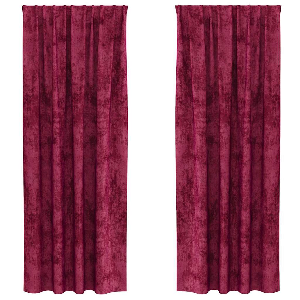 Curtain with Curtains 2 pcs Wine red 245 x 140 cm Velvet