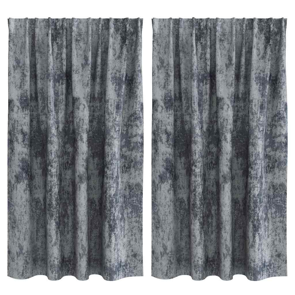 Curtain with Curtains 2 pcs Silver grey 140 x 140 cm Velvet