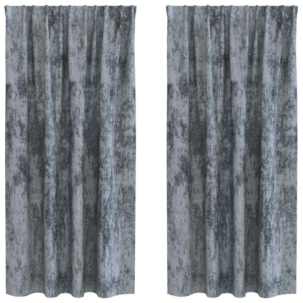 Curtain with Curtains 2 pcs Silver grey 175 x 140 cm Velvet