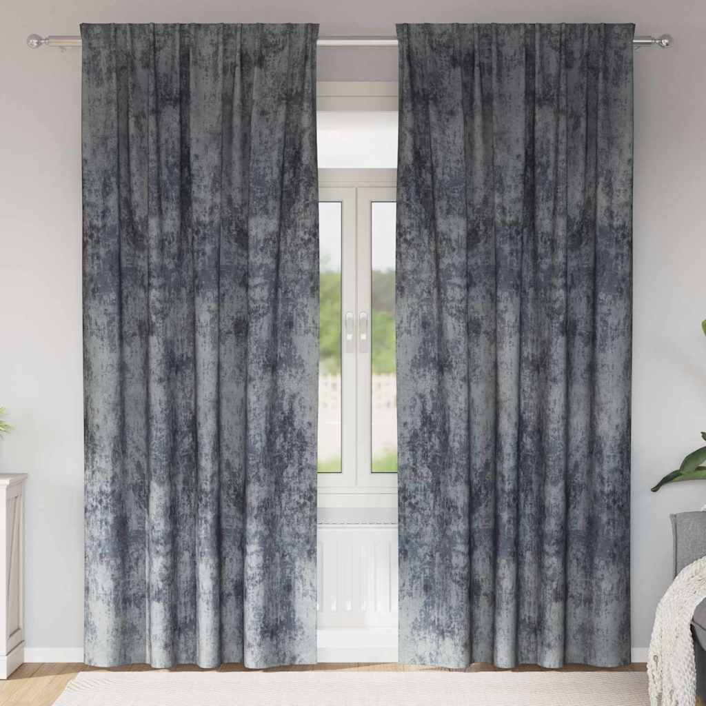 Curtain with Curtains 2 pcs Silver grey 245 x 140 cm Velvet