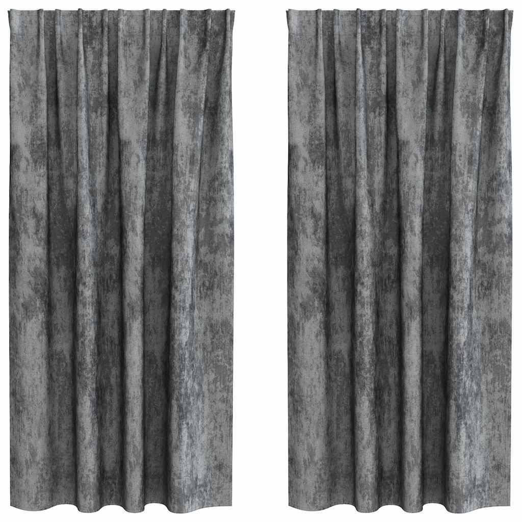 Curtain with Curtains 2 pcs Grey 175 x 140 cm Velvet