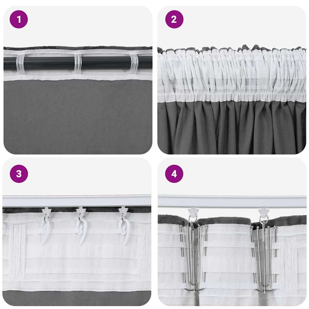 Curtain with Curtains 2 pcs Grey 245 x 140 cm Velvet