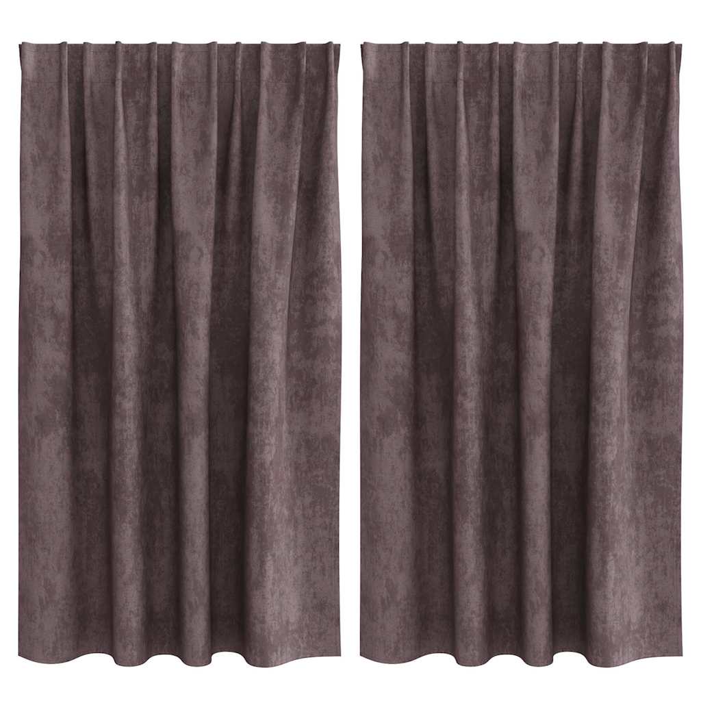 Curtain with Curtains 2 pcs Brown 140 x 140 cm Velvet