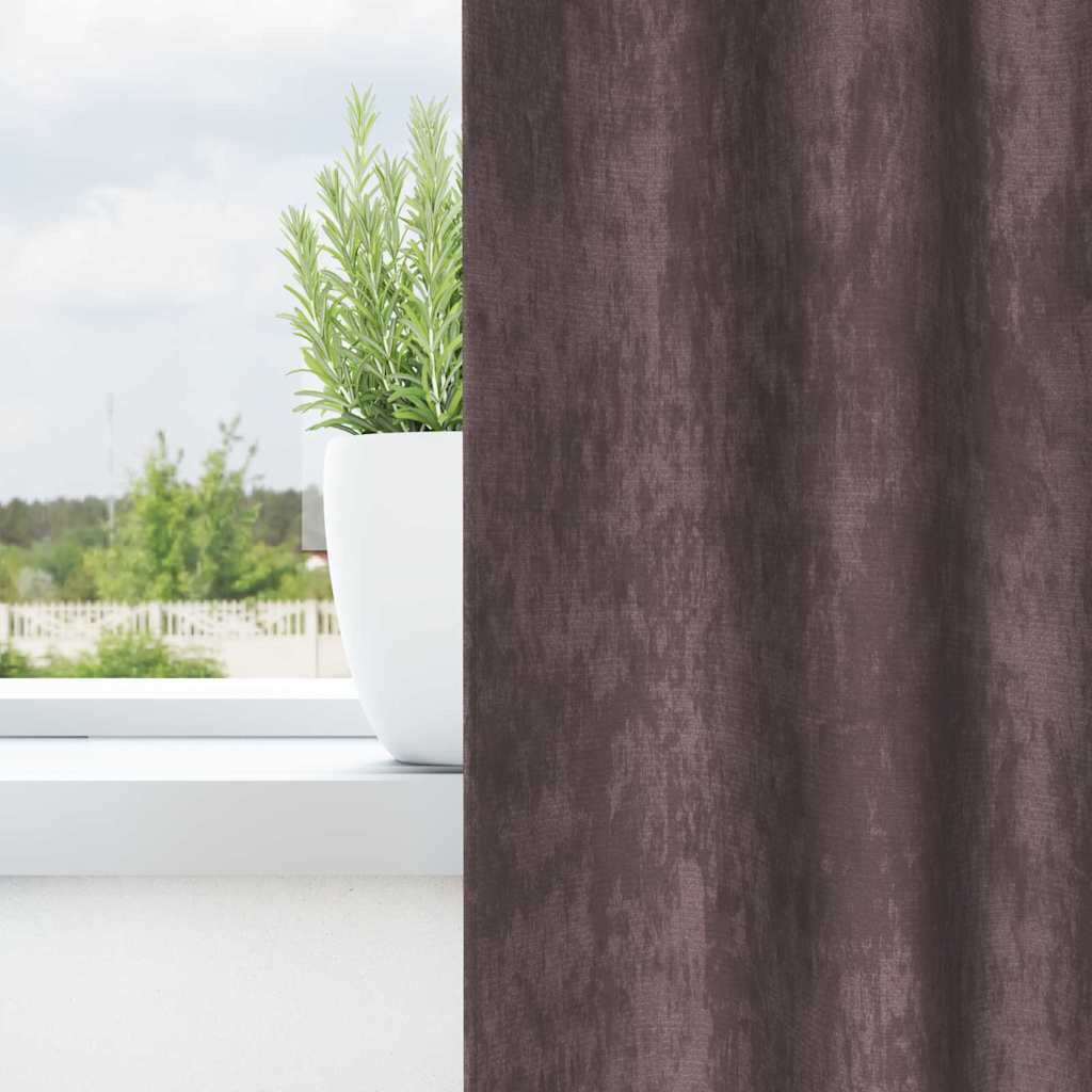 Curtain with Curtains 2 pcs Brown 260 x 140 cm Velvet