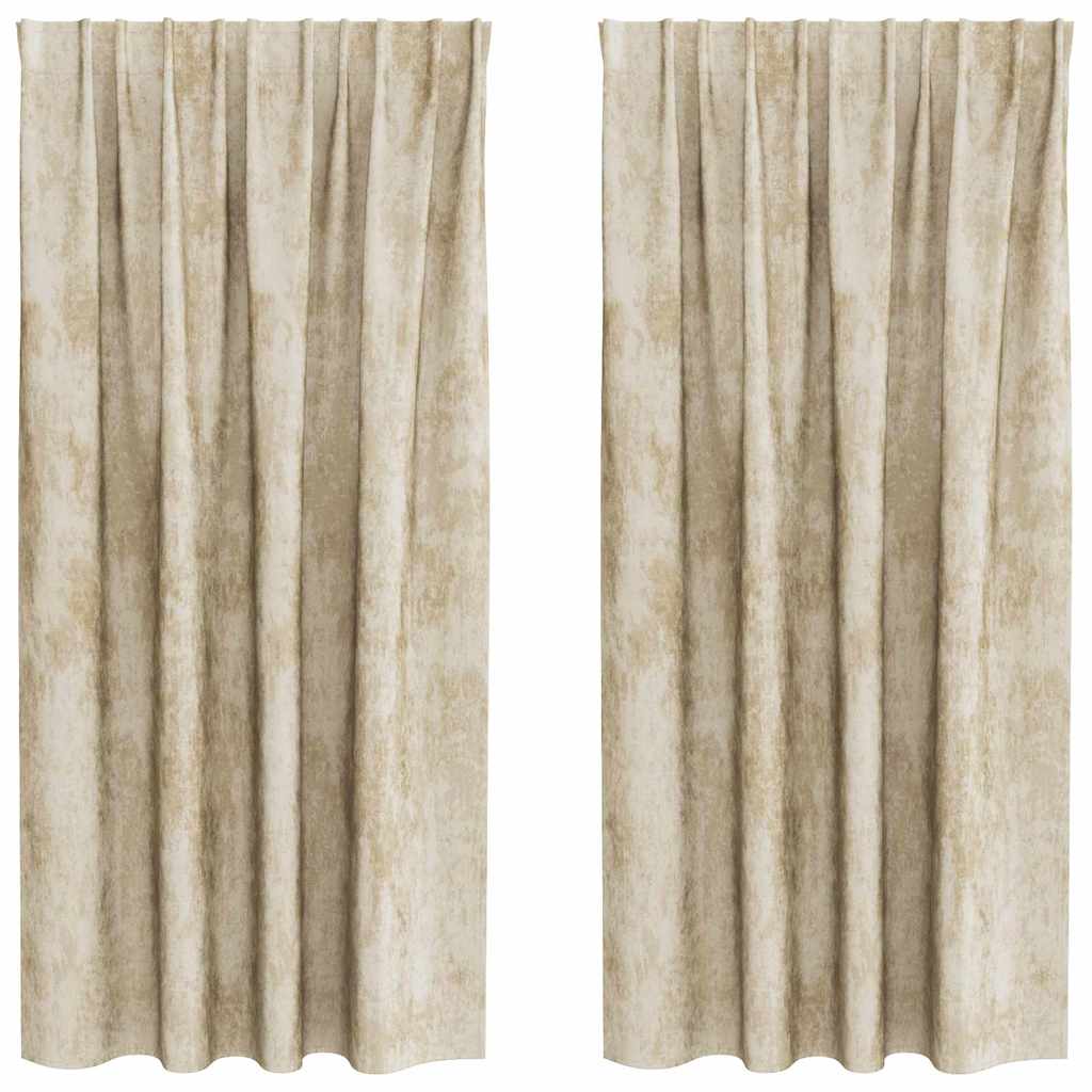Curtain with Curtains 2 pcs Cream 175 x 140 cm Velvet