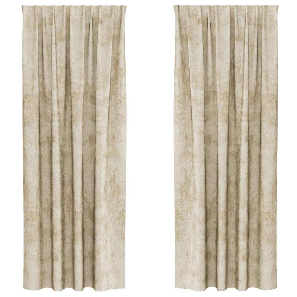 Curtain with Curtains 2 pcs Cream 245 x 140 cm Velvet