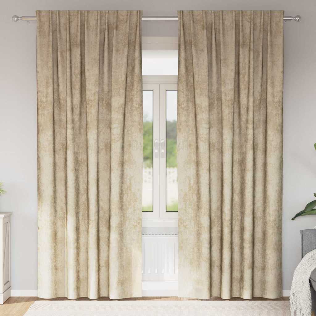 Curtain with Curtains 2 pcs Cream 260 x 140 cm Velvet