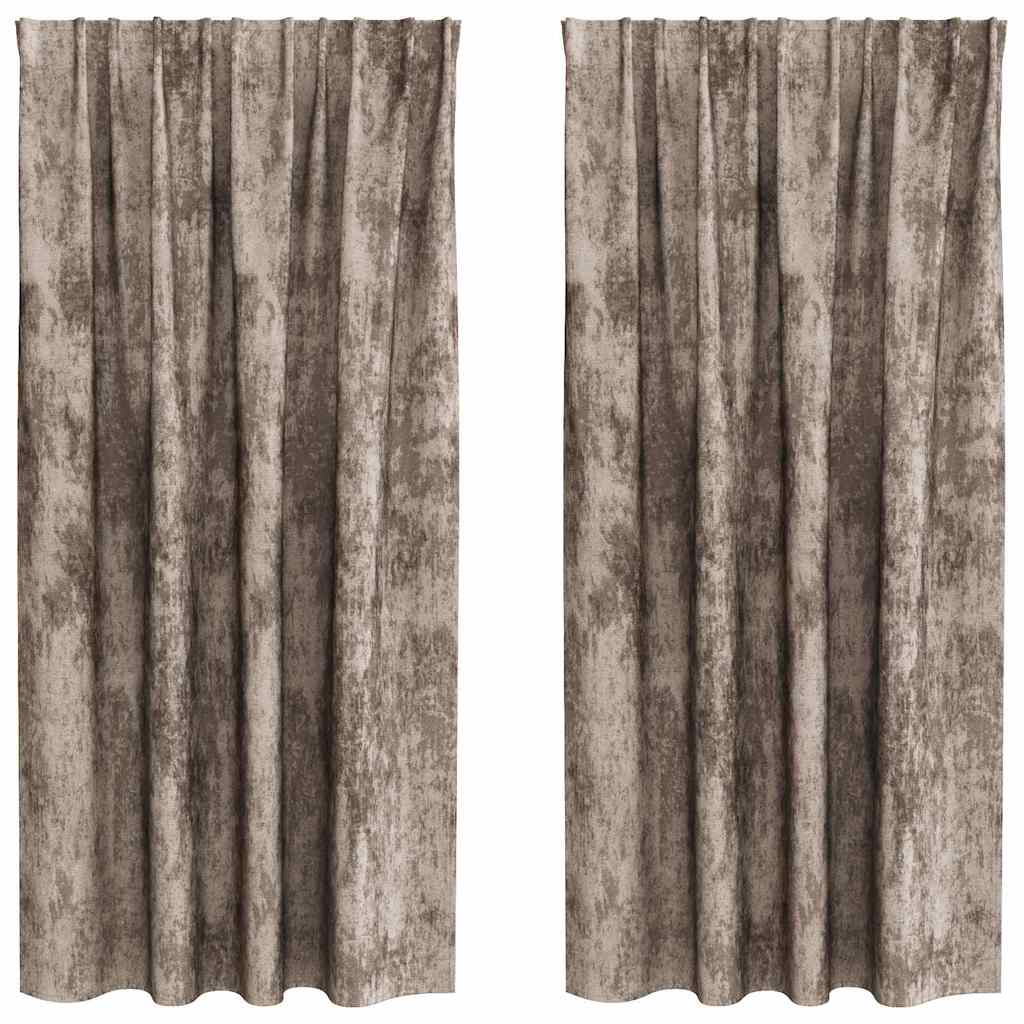 Curtain with Curtains 2 pcs Cappuccino 175 x 140 cm Velvet