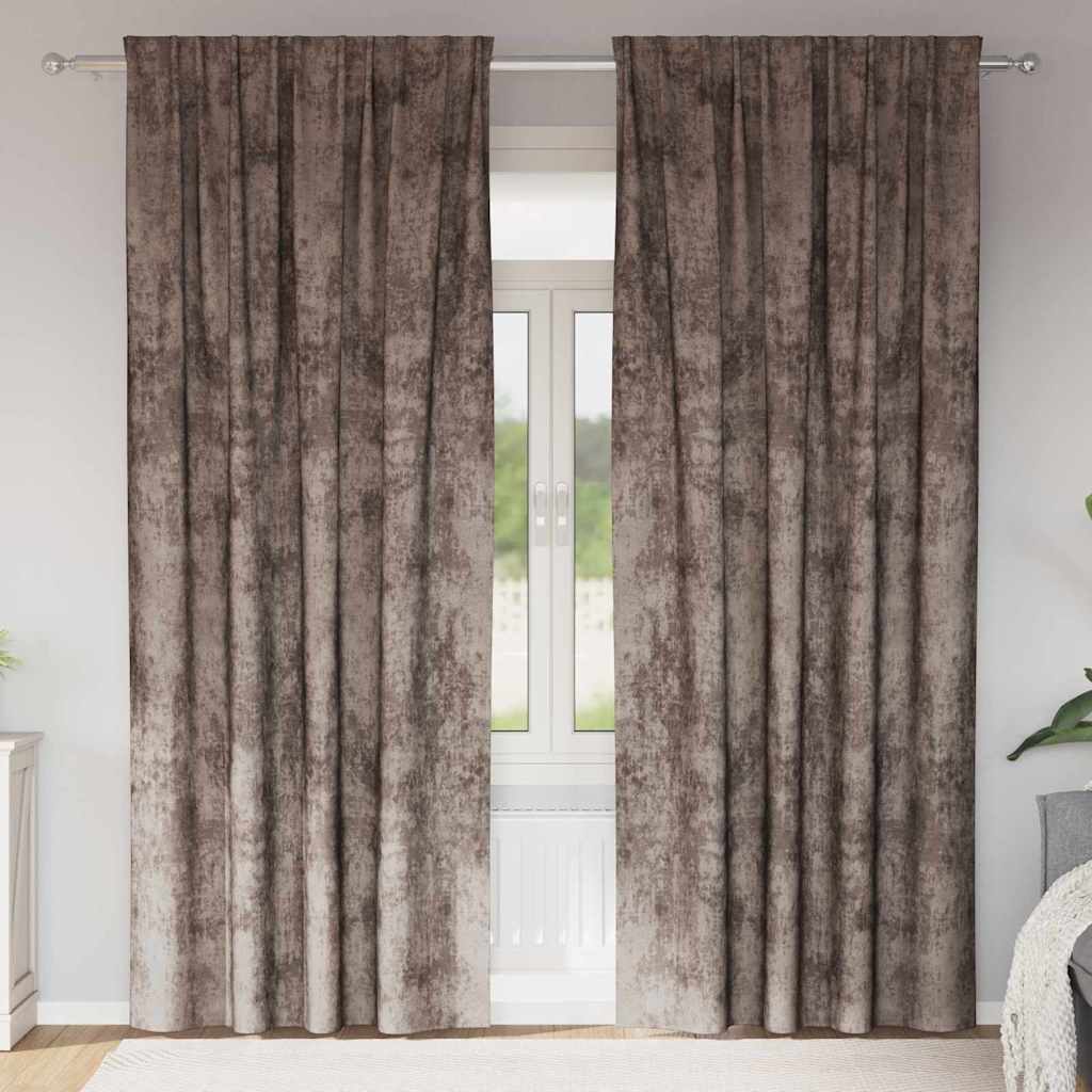 Curtain with Curtains 2 pcs Cappuccino 225 x 140 cm Velvet