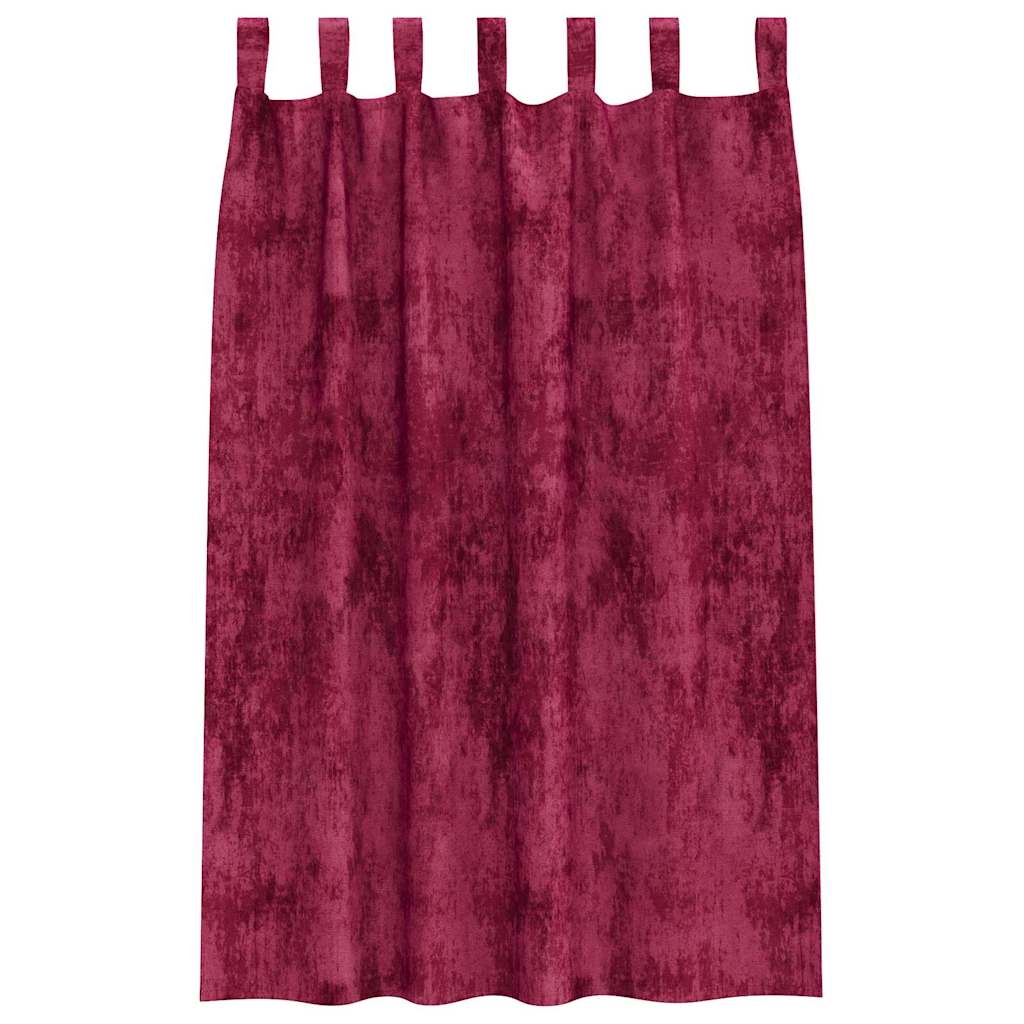 Curtain with Curtains 2 pcs Wine red 175 x 140 cm Velvet