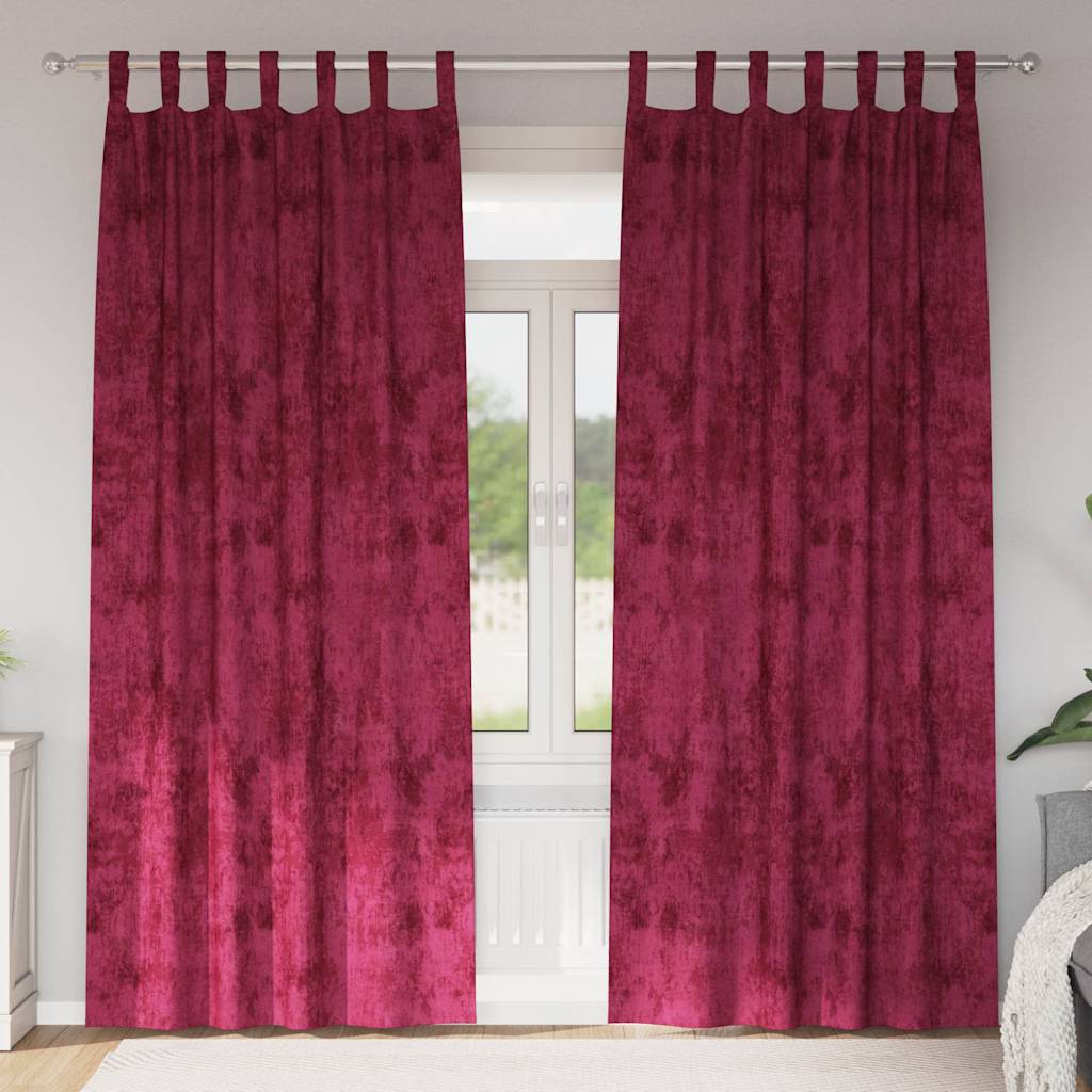 Curtain with Curtains 2 pcs Wine red 245 x 140 cm Velvet