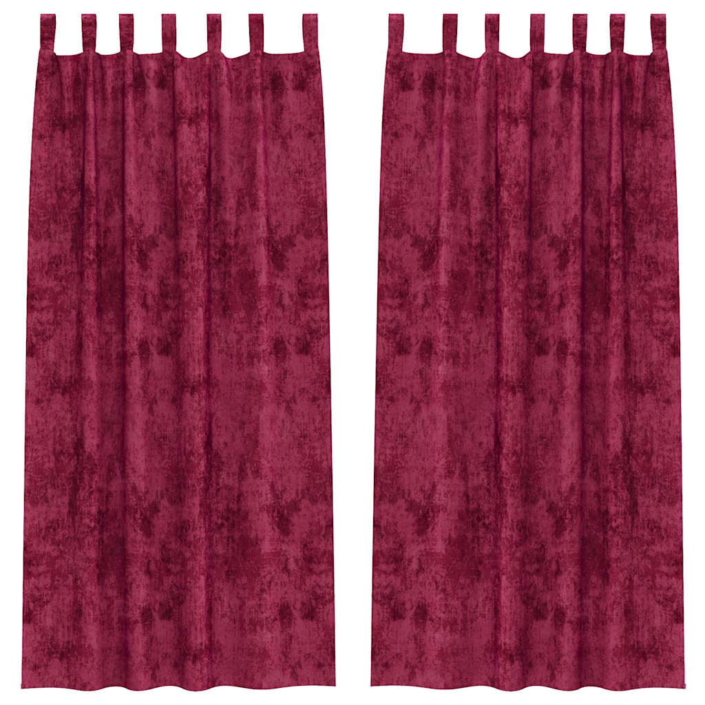 Curtain with Curtains 2 pcs Wine red 260 x 140 cm Velvet