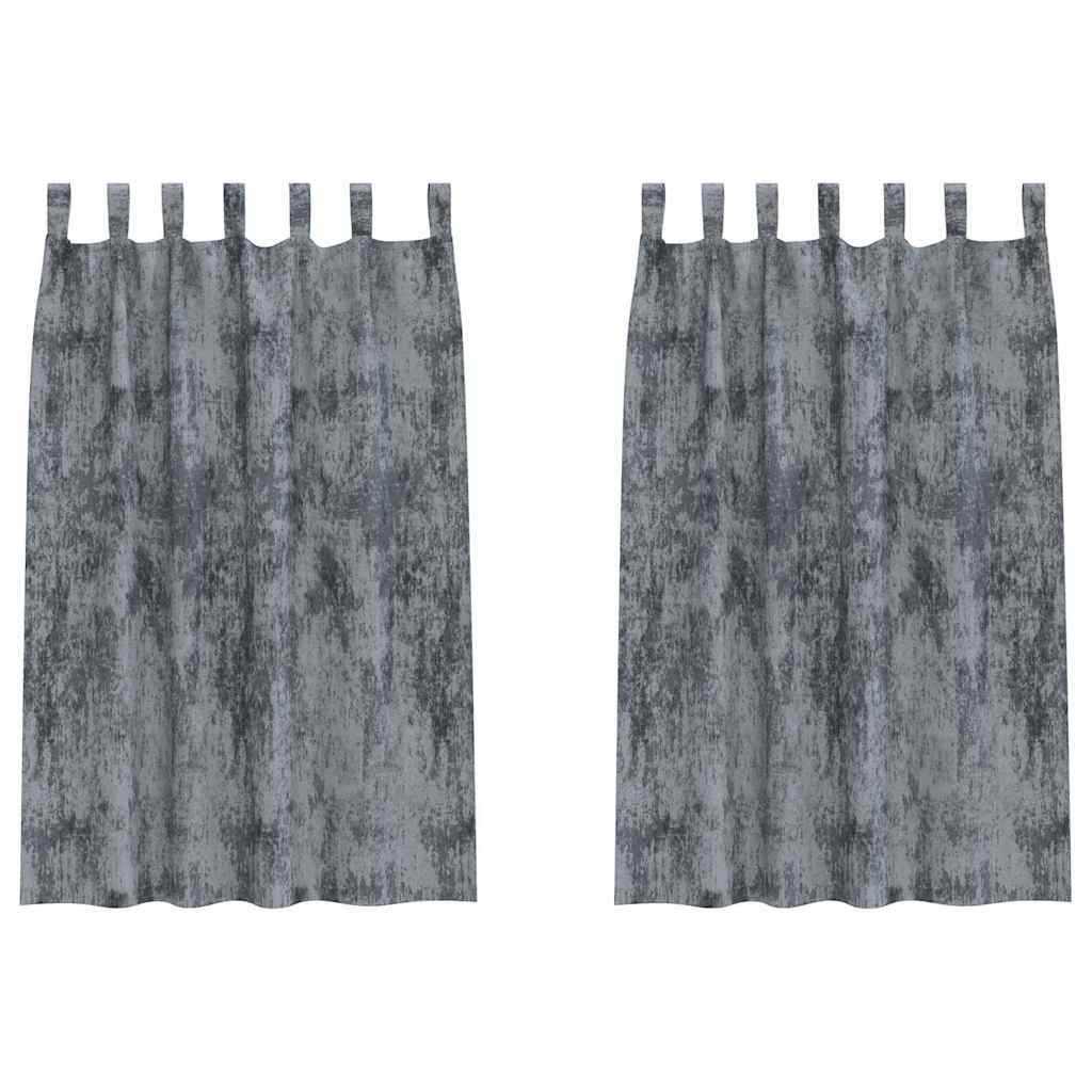 Curtain with Curtains 2 pcs Silver grey 175 x 140 cm Velvet
