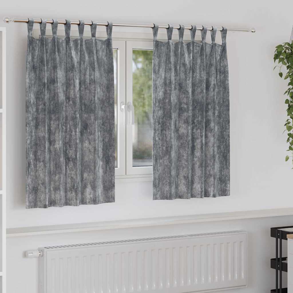 Curtain with Curtains 2 pcs Grey 140 x 140 cm Velvet