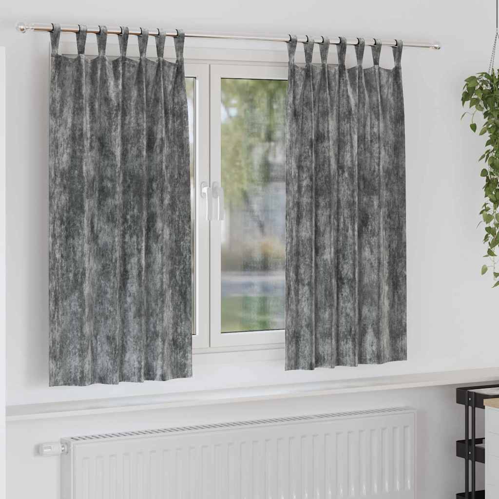 Curtain with Curtains 2 pcs Grey 175 x 140 cm Velvet