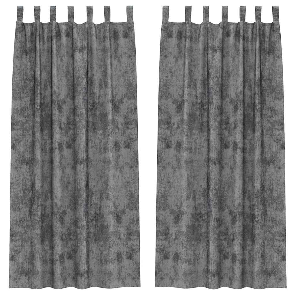 Curtain with Curtains 2 pcs Grey 260 x 140 cm Velvet