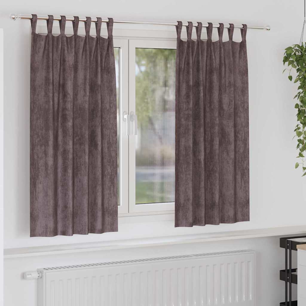 Curtain with Curtains 2 pcs Brown 175 x 140 cm Velvet