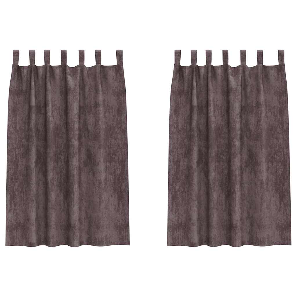 Curtain with Curtains 2 pcs Brown 175 x 140 cm Velvet