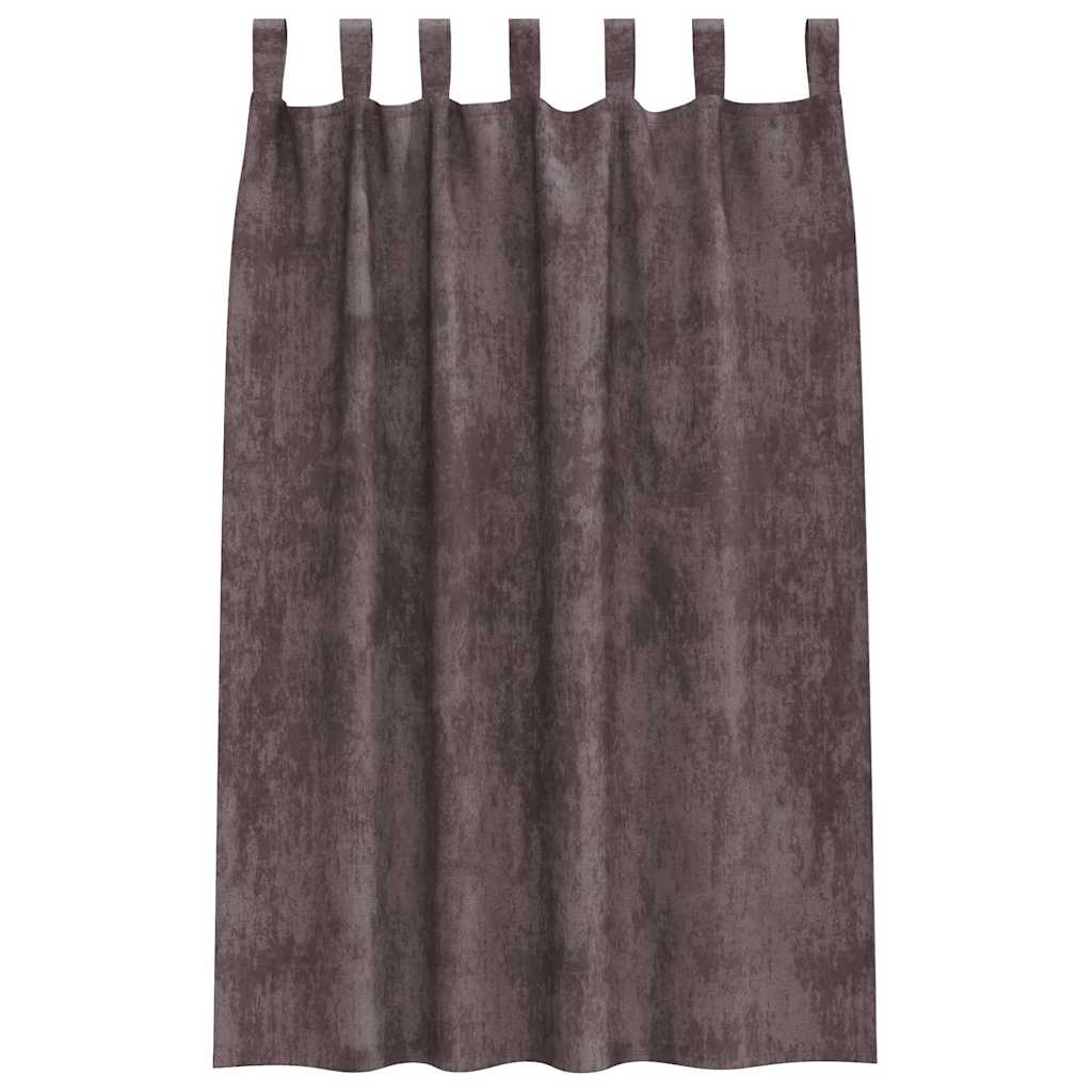 Curtain with Curtains 2 pcs Brown 175 x 140 cm Velvet