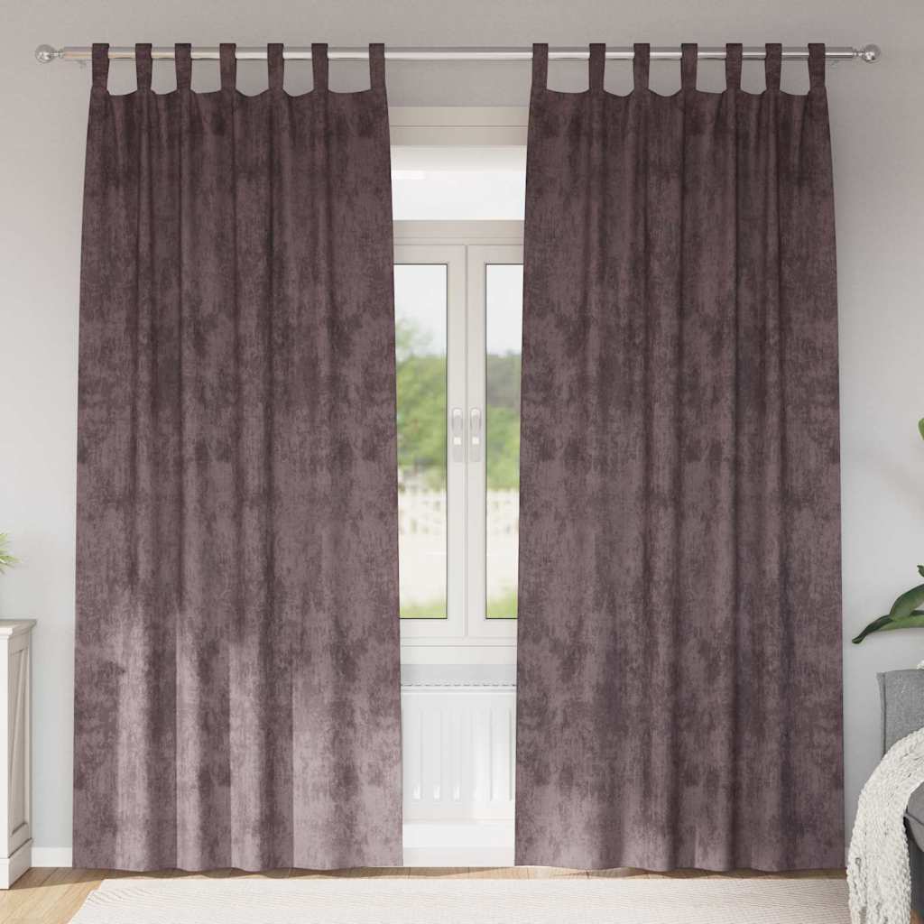 Curtain with Curtains 2 pcs Brown 225 x 140 cm Velvet