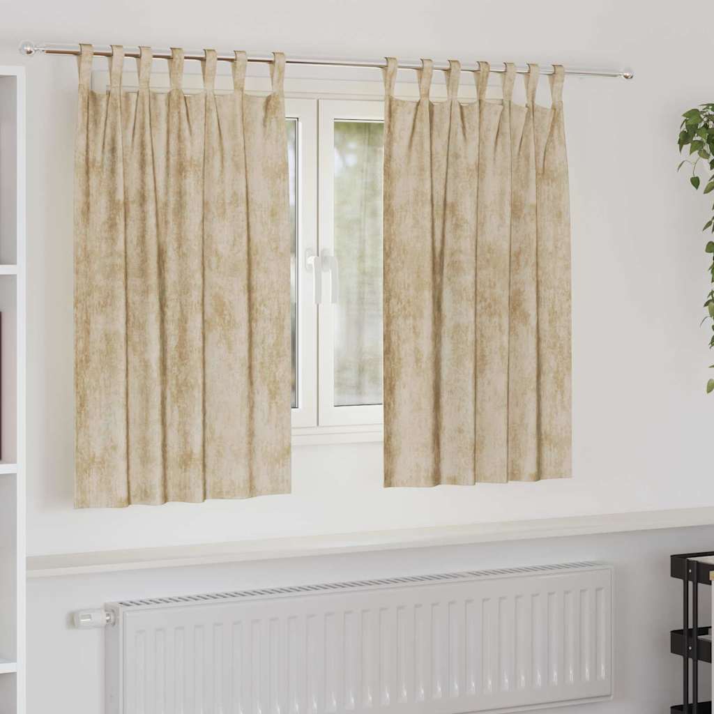Curtain with Curtains 2 pcs Cream 140 x 140 cm Velvet