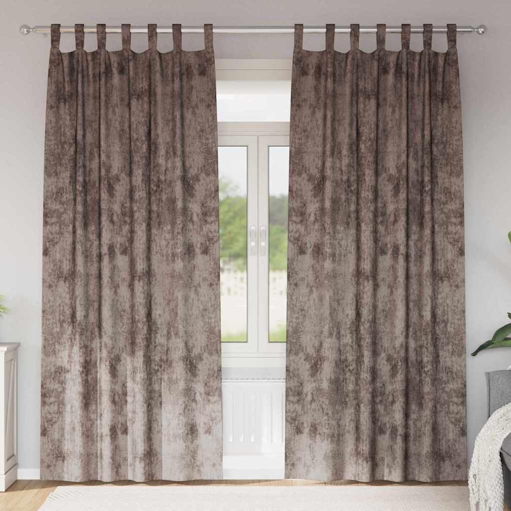 Curtain with Curtains 2 pcs Cappuccino 245 x 140 cm Velvet
