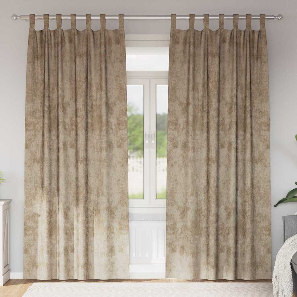 Curtain with Curtains 2 pcs Champagne 245 x 140 cm Velvet
