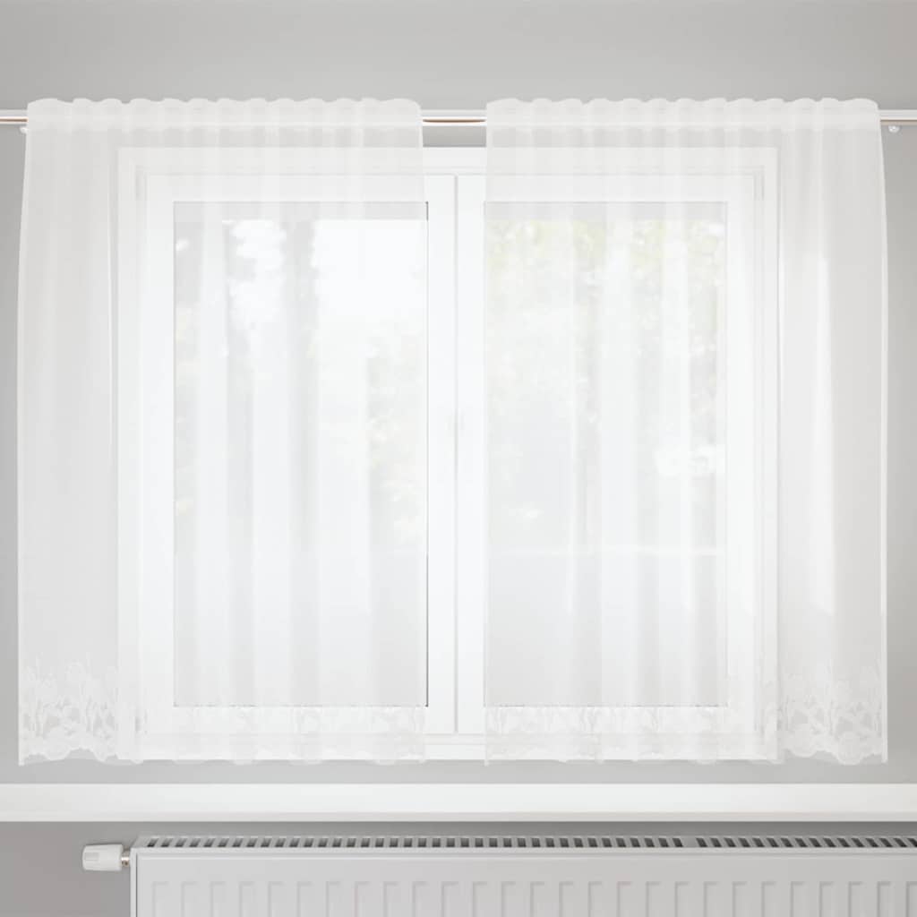 Lace Curtain with Curtains White 150x140cm Polyester