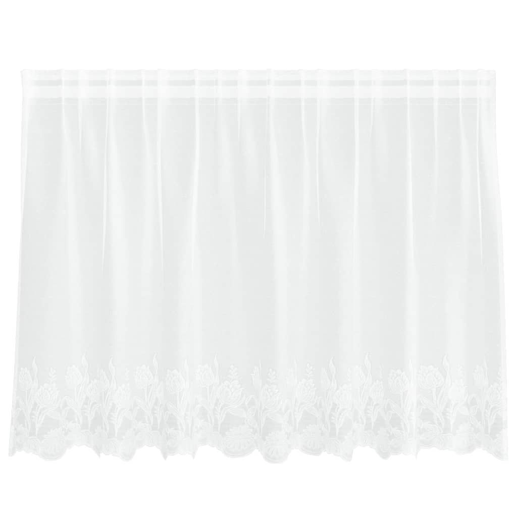 Lace Curtain with Curtains White 200x100cm Polyester