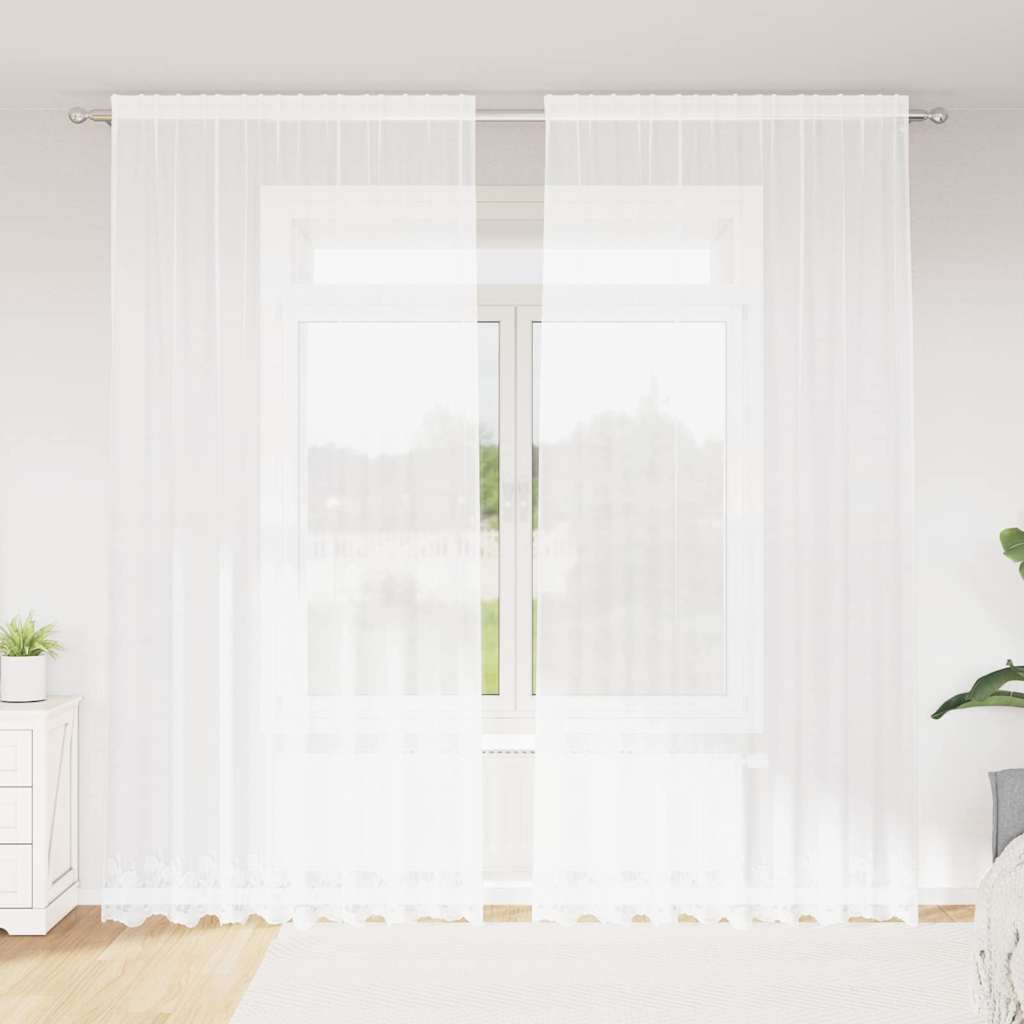 Lace Curtain with Curtains White 200x260cm Polyester