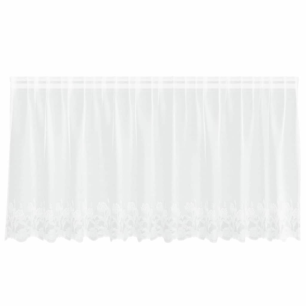 Lace Curtain with Curtains White 300x100cm Polyester