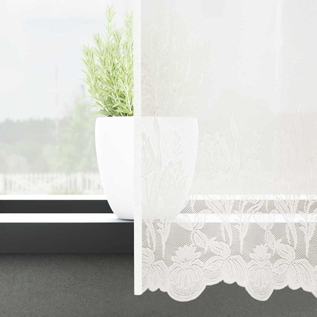 Lace Curtain with Curtains White 750x100cm Polyester