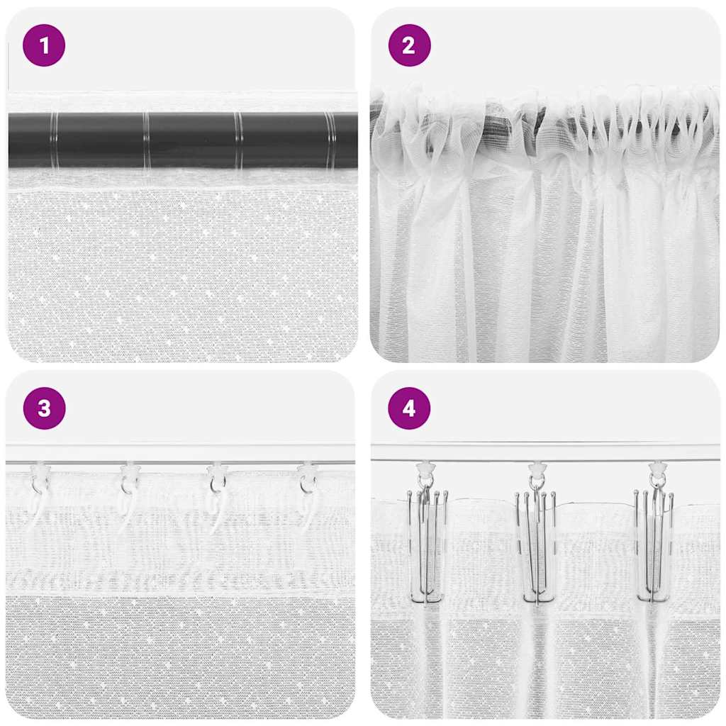 Lace Curtain with Curtains White 1200x240cm Polyester