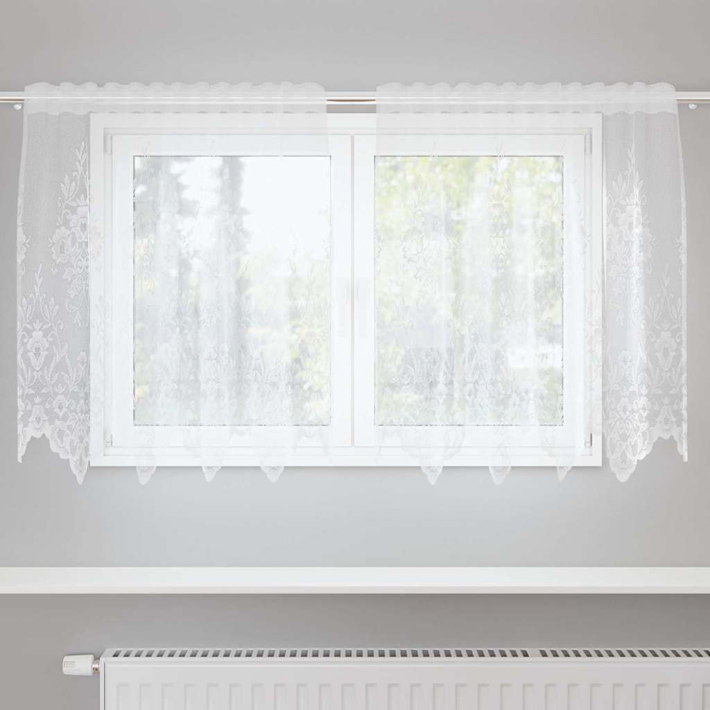 Lace Curtain with Curtains White 150x100cm Polyester