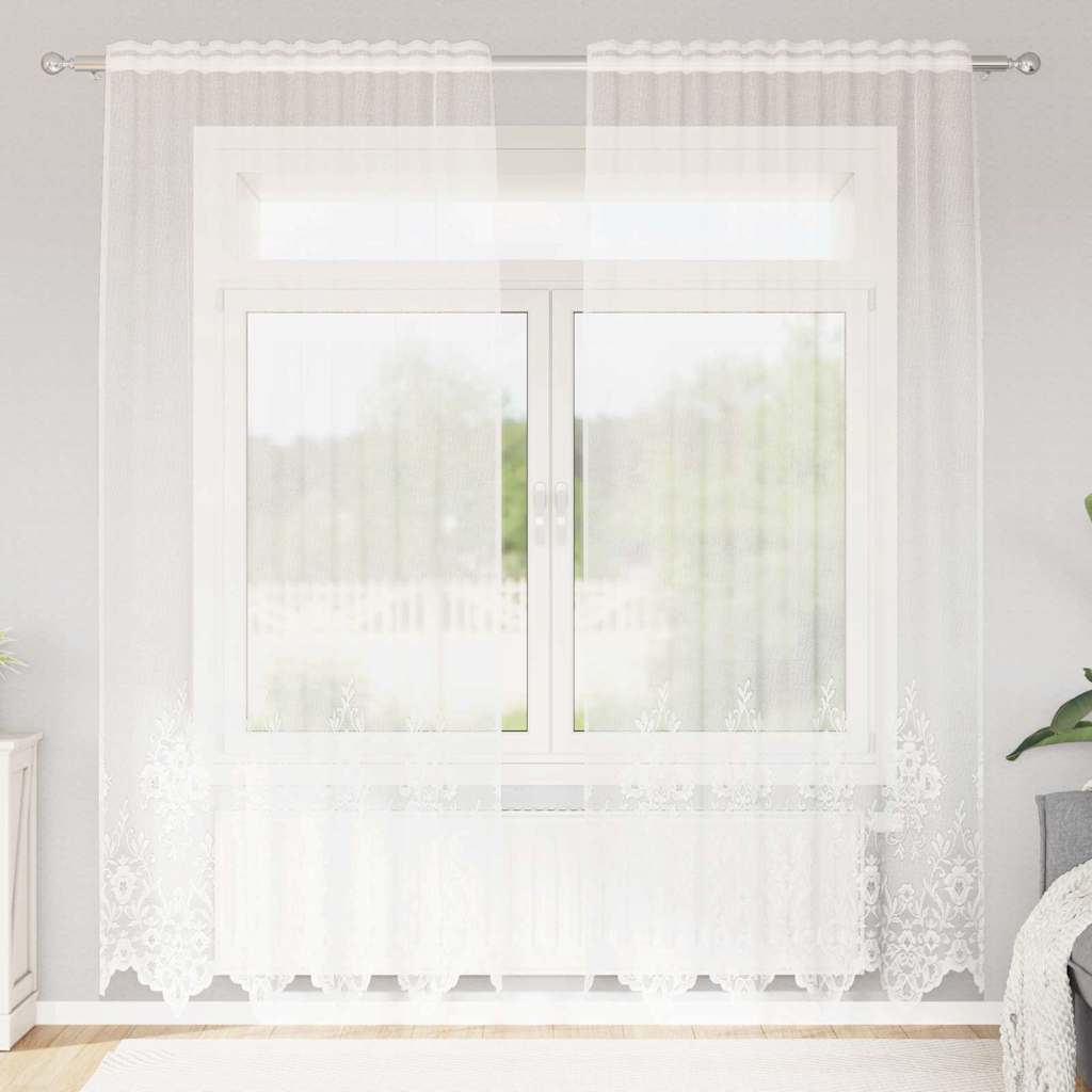 Lace Curtain with Curtains White 150x200cm Polyester