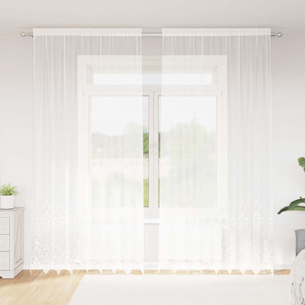 Lace Curtain with Curtains White 200x280cm Polyester