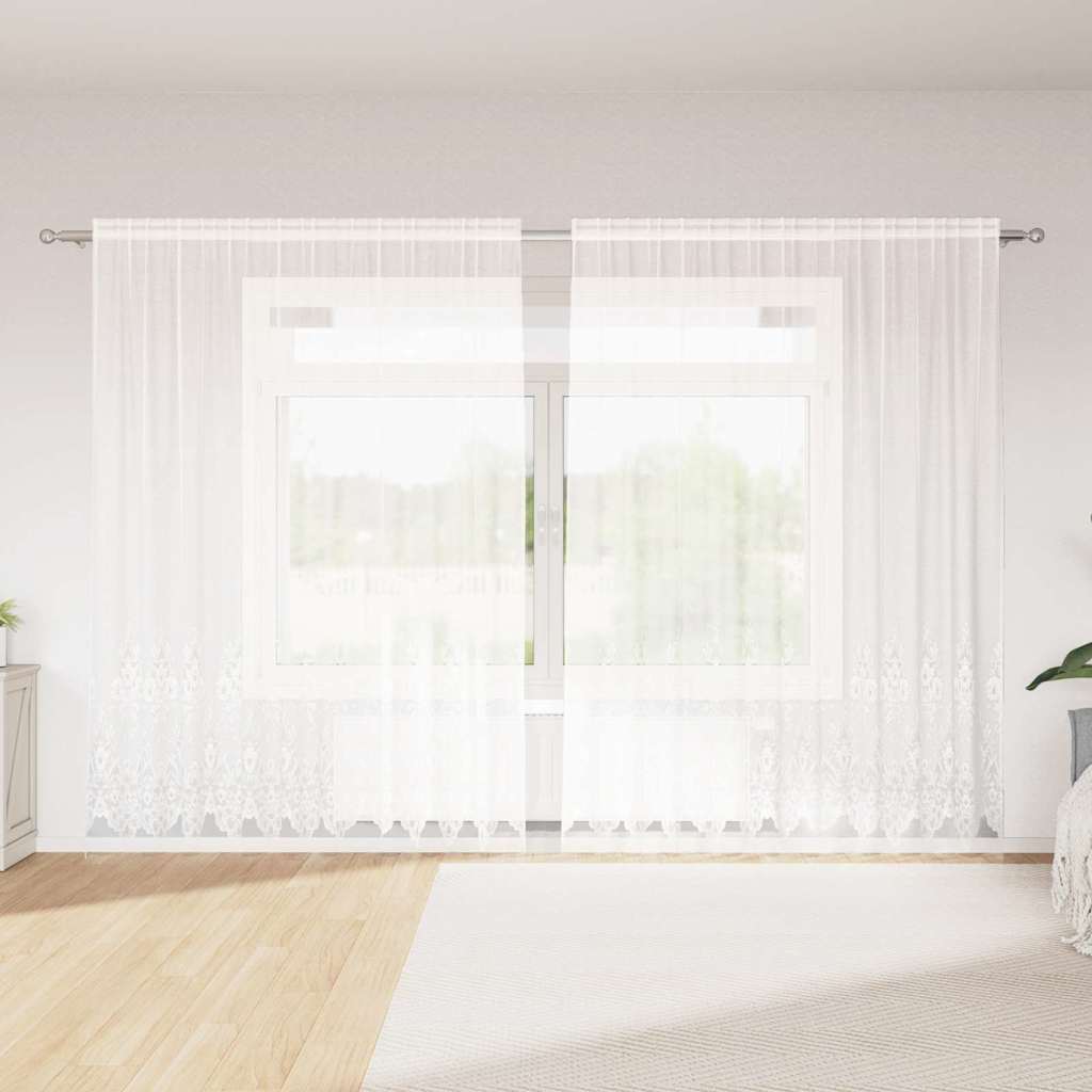 Lace Curtain with Curtains White 300x240cm Polyester