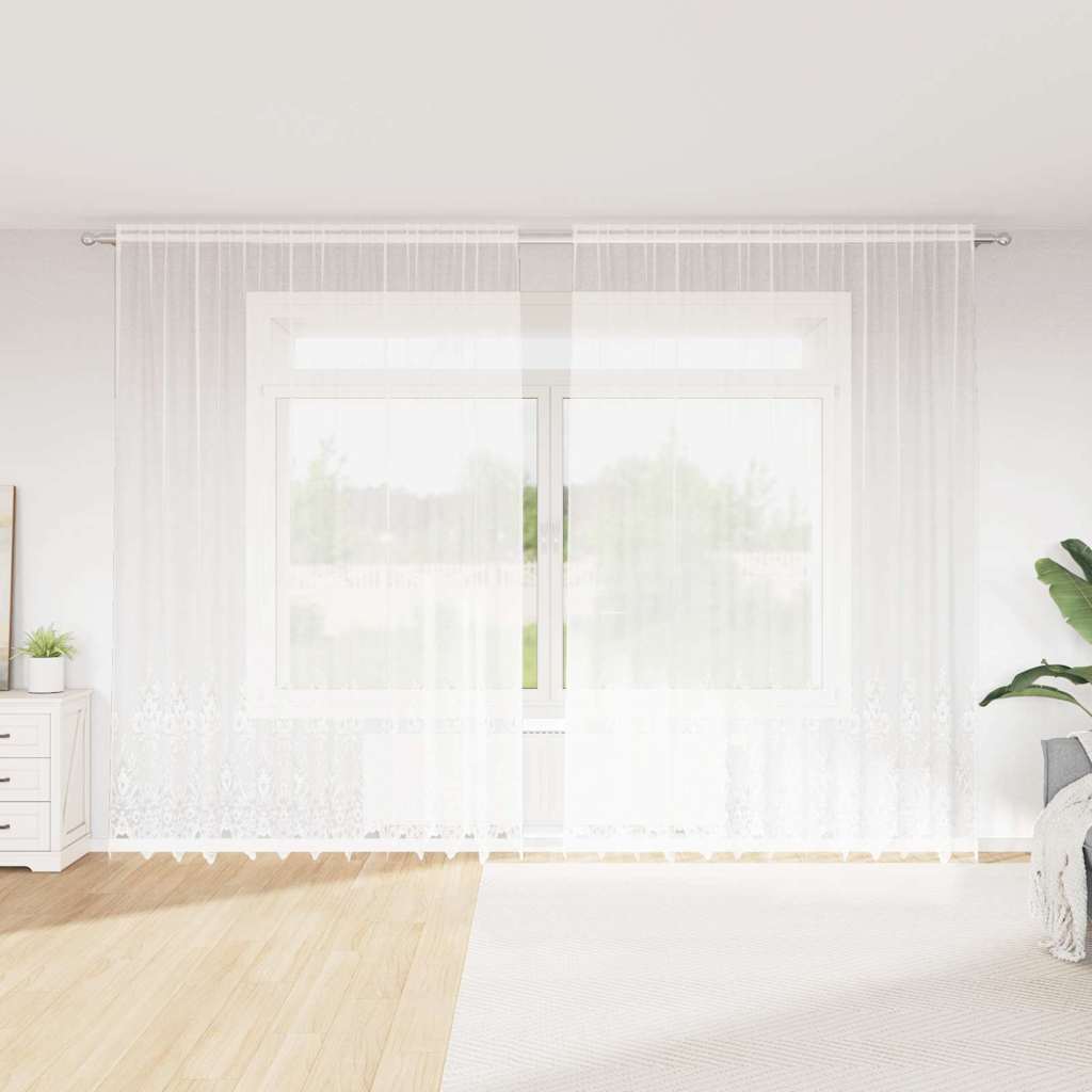 Lace Curtain with Curtains White 300x260cm Polyester