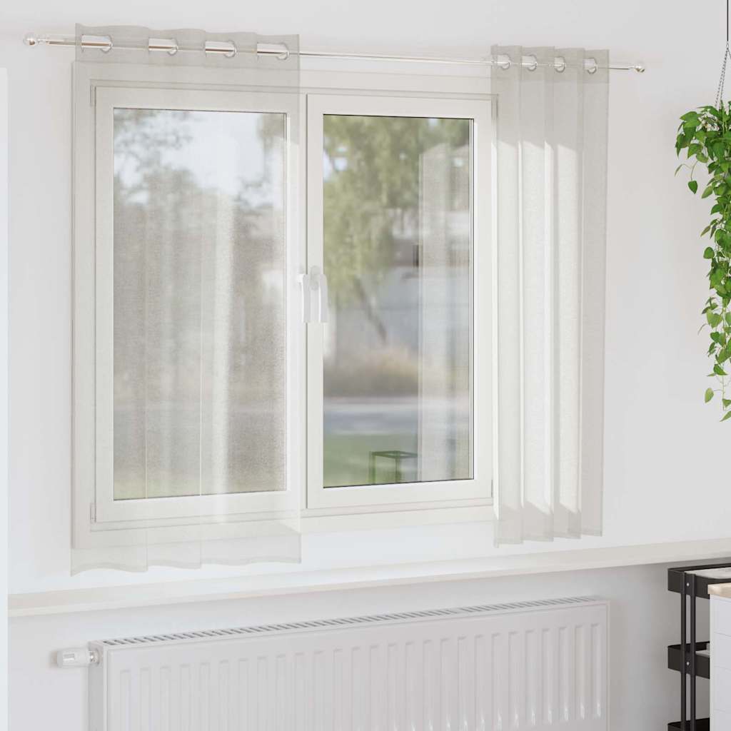 Voile Curtain with Curtains 2 pcs Cream 140x175cm Polyester