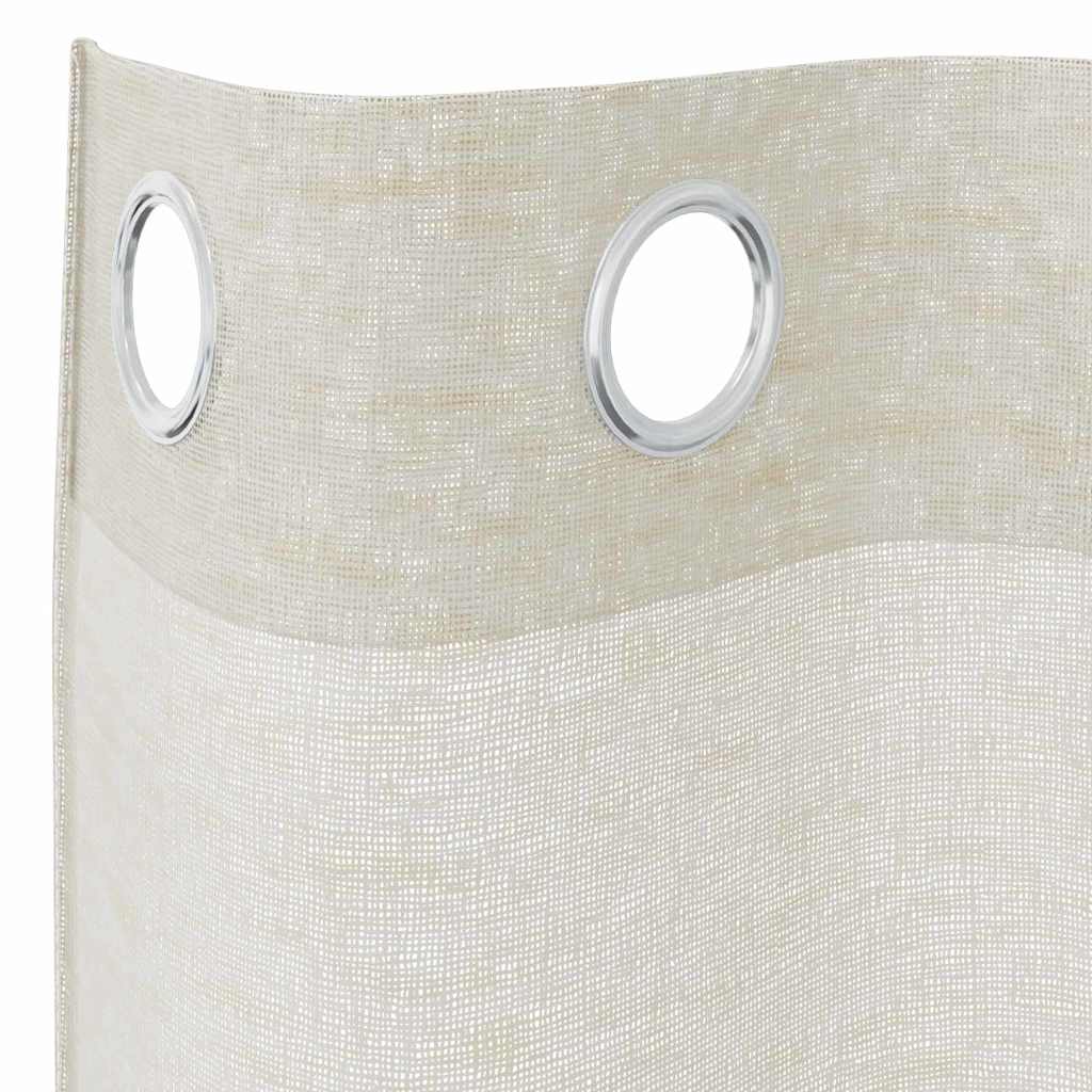 Voile Curtain with Curtains 2 pcs Cream 140x260cm Polyester