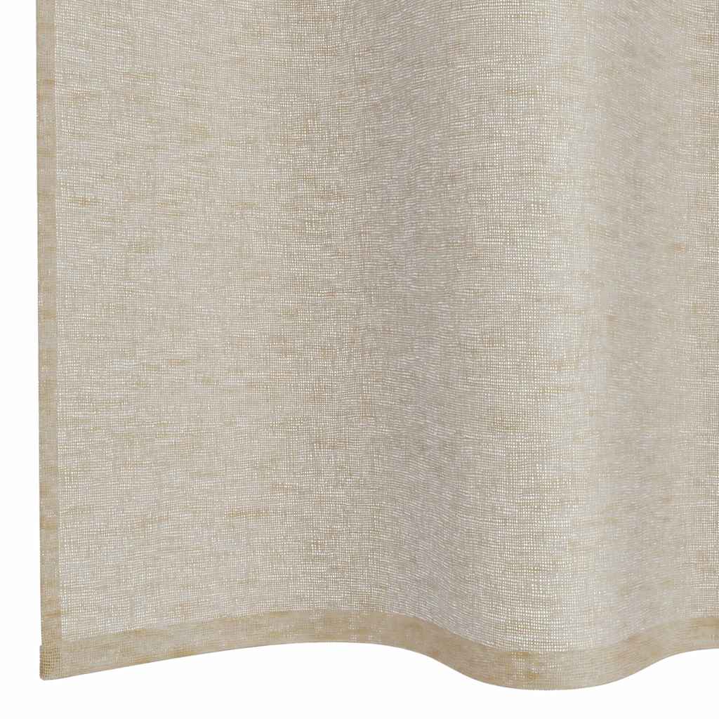 Voile Curtain with Curtains 2 pcs Sand 140x140cm Polyester