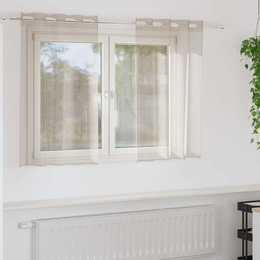 Voile Curtain with Curtains 2 pcs Sand 140x140cm Polyester