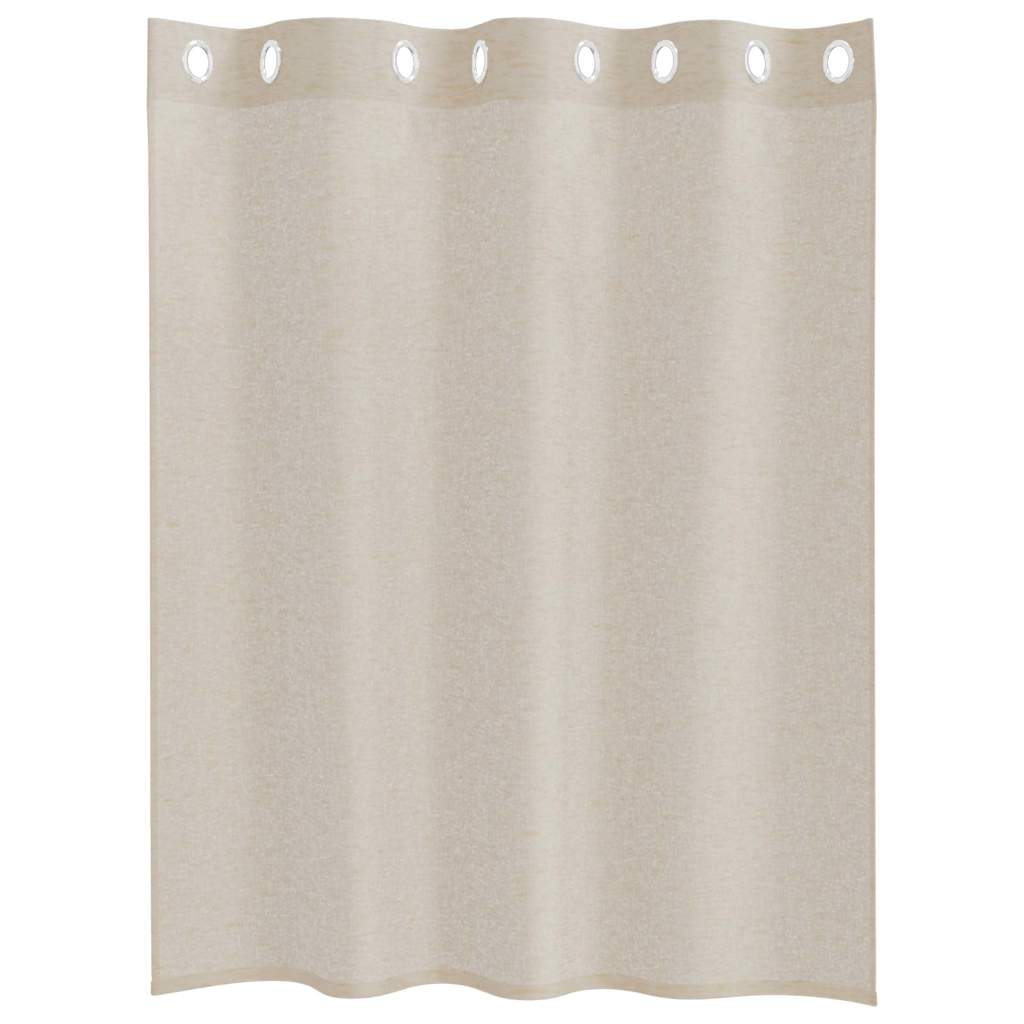 Voile Curtain with Curtains 2 pcs Sand 140x140cm Polyester