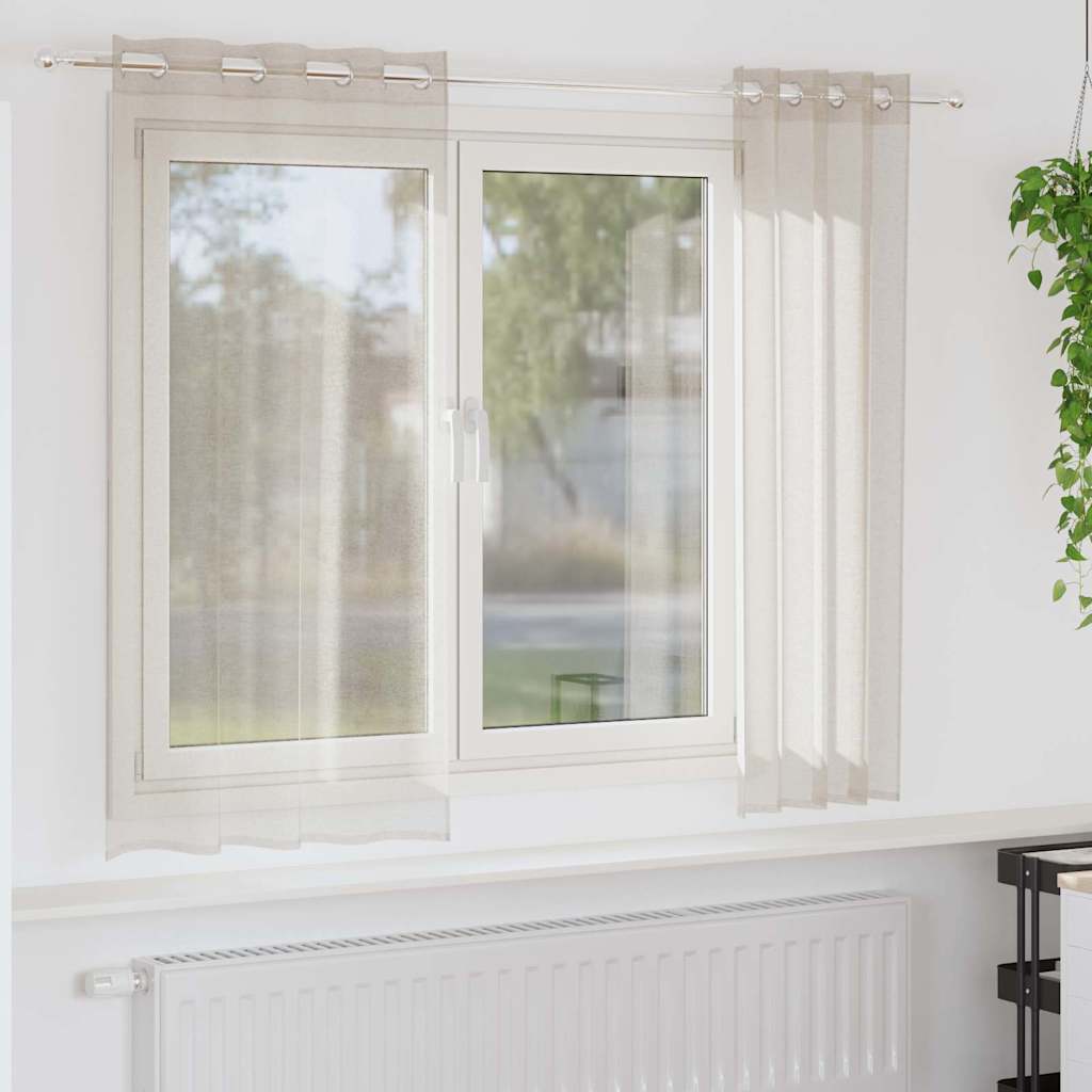 Voile Curtain with Curtains 2 pcs Sand 140x175cm Polyester