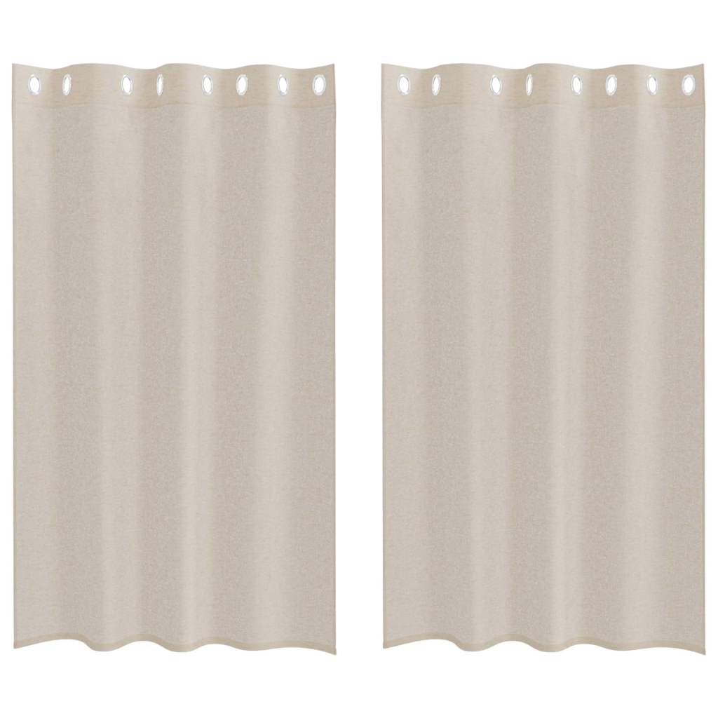 Voile Curtain with Curtains 2 pcs Sand 140x175cm Polyester